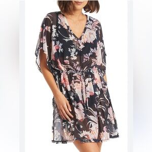 Floral Black Women's Swim Coverup